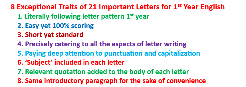 Important 1st year English letters notes 2022