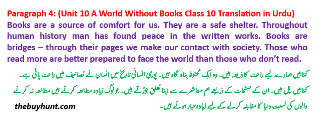  Paragraph 4 (Unit 10 A World Without Books class 10 Translation in Urdu)  