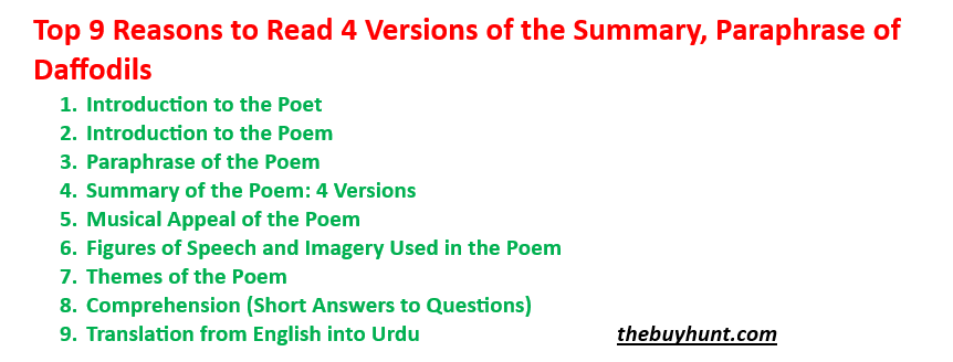 Summary of daffodils poem by william wordsworth