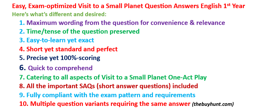 Visit to a Small Planet question answers play 2 First Year English